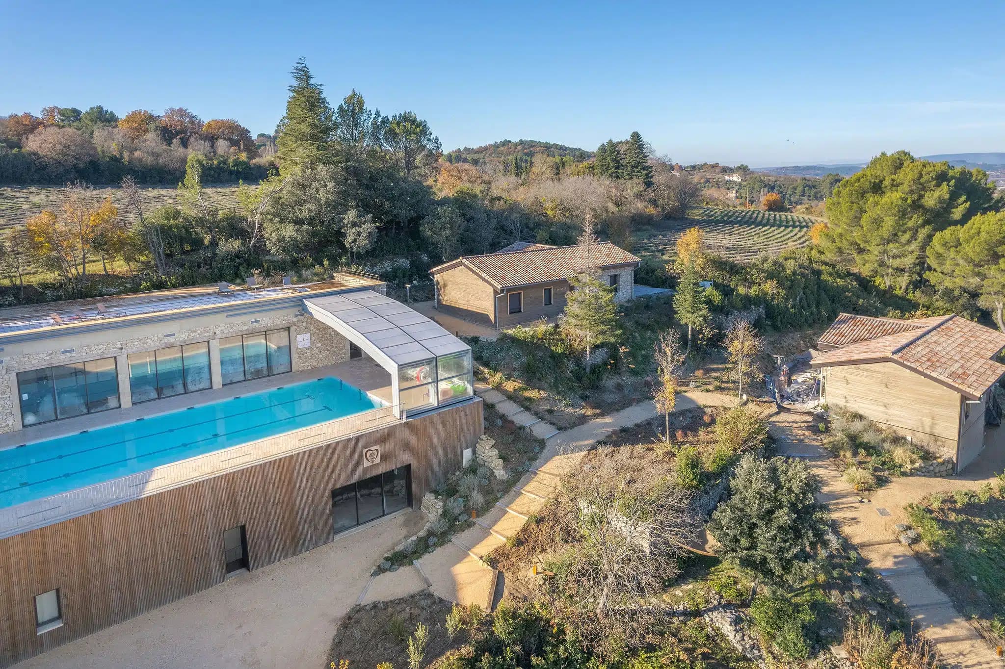 Aerial view of the estate in Provence